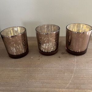 Nicole Miller Smoked rose Glass Votive Set of 3 votive candle holders NWT